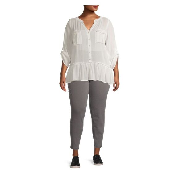 Terra & Sky Women's Plus Size Tummy Control Jeggings Gray - Picture 3 of 13